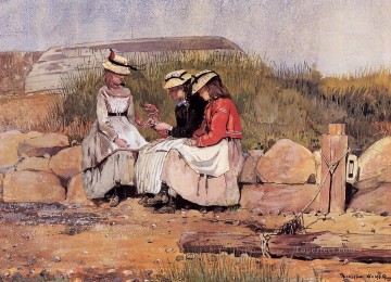  Winslow Art Painting - Girls with Lobster aka A Fishermans Daughter Realism painter Winslow Homer